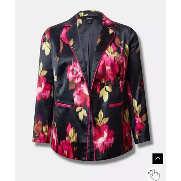 Torrid Floral Satin Blazer with Floral Print, Multi-color Size 3 NWOT - Picture 2 of 11